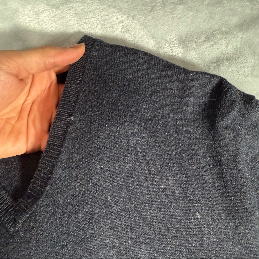 Vintage Brooks Brothers V Neck Wool Sweater Mens L (Fits M Slim) Faded Blue 90s - Picture 5 of 8